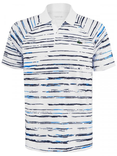  Lacoste Men's SPORT Novak Djokovic Striped Jersey Polo - white/navy blue/blue