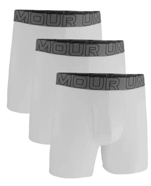 Herren Boxershorts Under Armour Performance Cotton 6in 3P - Weiß