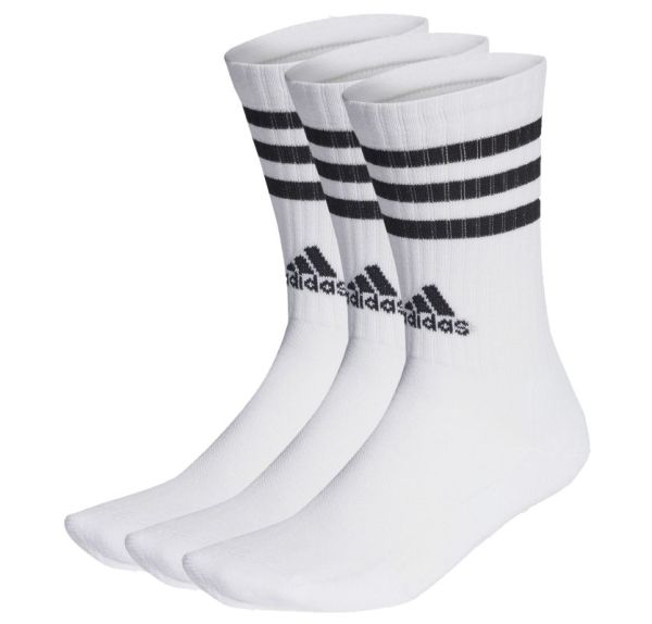 Teniso kojinės Adidas 3-Stripes Cushioned Crew Socks 3P - white/black