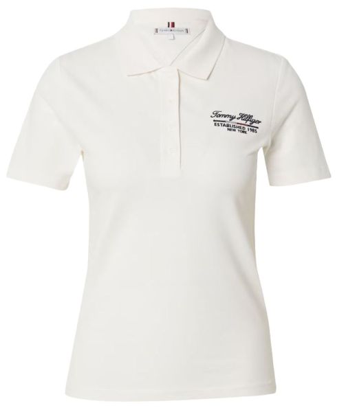 Polo da donna Tommy Hilfiger Slim Script Graphic - Bianco