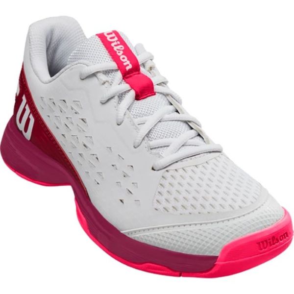 Chaussures de tennis pour juniors Wilson Rush Pro JR L - white/beet red/diva pink