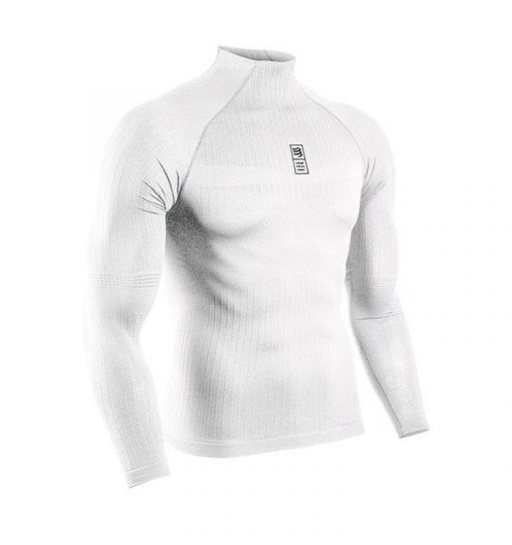 Muška kompresijska odjeća Compressport 3D Thermo 110g LS Tshirt - white