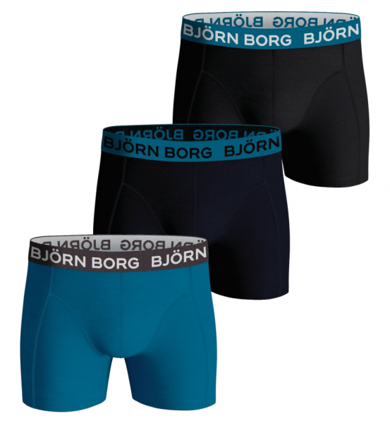 Meeste tennisebokserid Björn Borg Cotton Stretch Boxer 3P - black/blue/navy blue