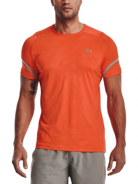 Teniso marškinėliai vyrams Under Armour Rush Emboss Short Sleeve - papaya/pewter