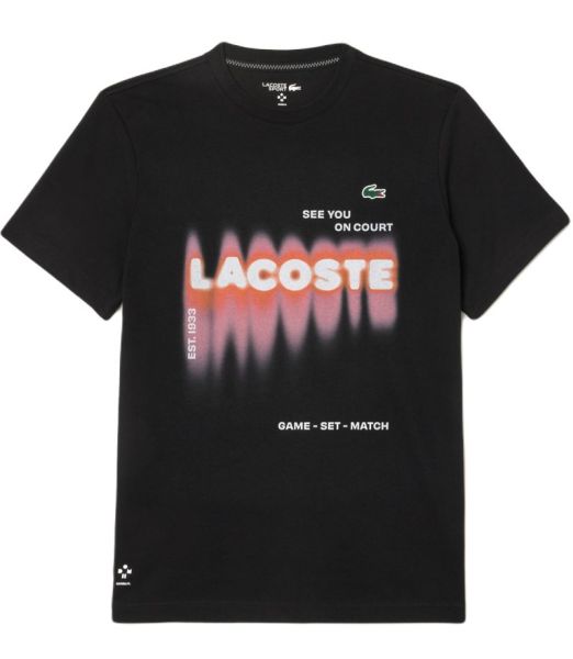 Ανδρικά Μπλουζάκι Lacoste x Daniil Medvedev - Μαύρο