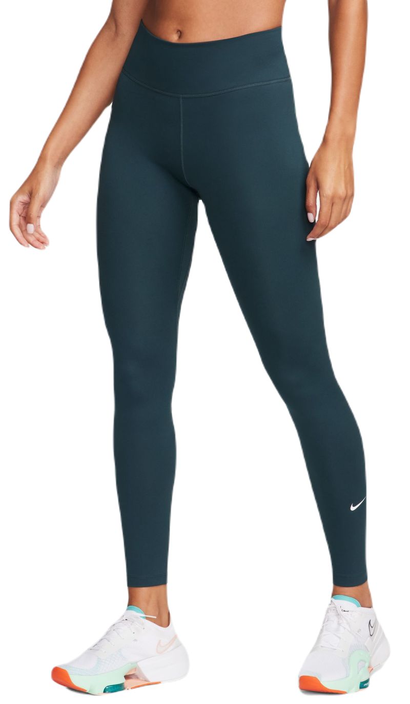 Women's leggings Nike One Dri-Fit Mid-Rise Tight - deep jungle/white, Tennis Zone