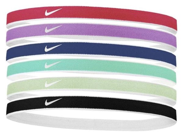 Bandeau Nike Tipped Swoosh Sport Headbands 6P - light fusion red/rush fuchsia/white
