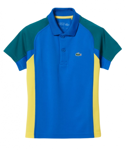  Lacoste SPORT Thermo-Regulating Piqué Tennis Polo - blue/green/blue/yellow