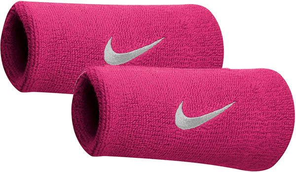 Znojnik za ruku Nike Swoosh Double-Wide Wristbands - vivid pink/white