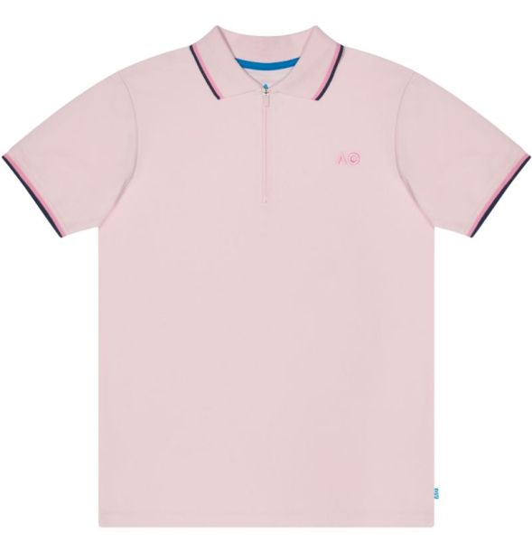 Damskie polo Australian Open Half-Zip AO Logo - Różowy