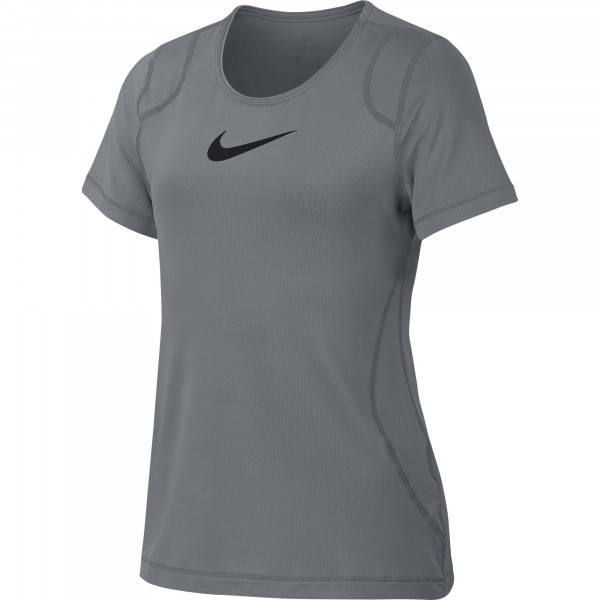 Lány póló Nike Pro Top SS - cool grey/black