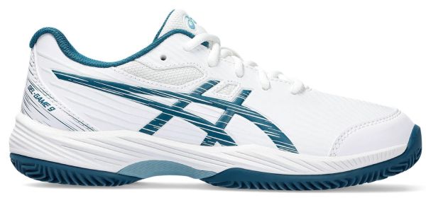 Chaussures de tennis pour juniors Asics Gel-Game 9 GS Clay/OC - white/restful teal