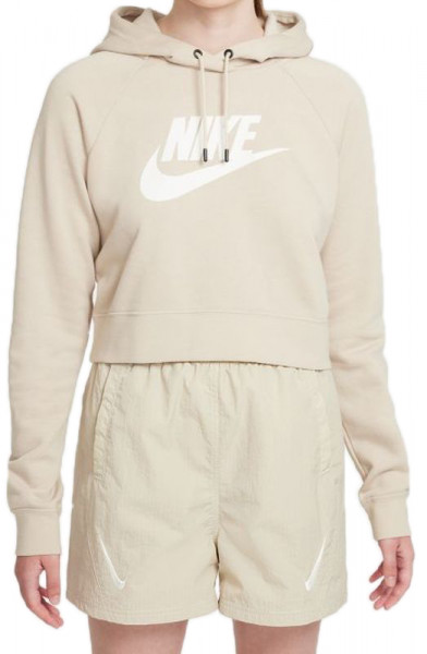 Hanorace tenis dame Nike Sportswear Essential Hoodie Fleece GX Crop W - rattan/white