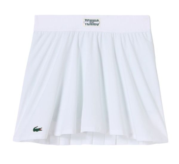 Damen Tennisrock Lacoste Pleat Back Ultra-Dry Tennis Skirt with Contrast Shorts - white/green