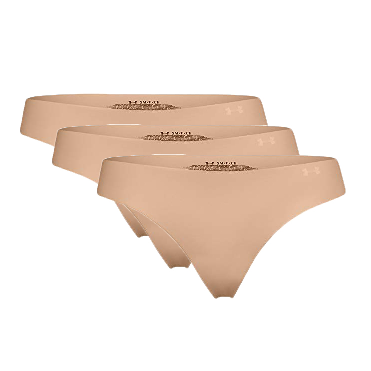 Women's panties Under Armour Women's UA Pure Stretch Thong Underwear 3-Pack  - brown pink, Tennis Zone