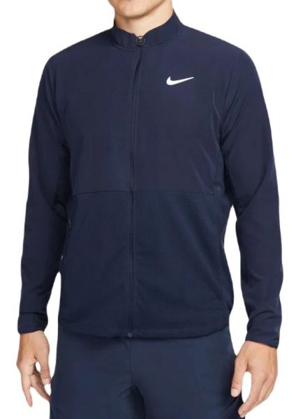 Herren Tennissweatshirt Nike Court Advantage Packable Jacket - obsidian/white