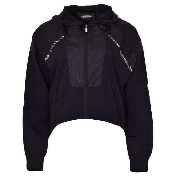 Damen Tennissweatshirt Calvin Klein WO Woven Jacket - moire print black
