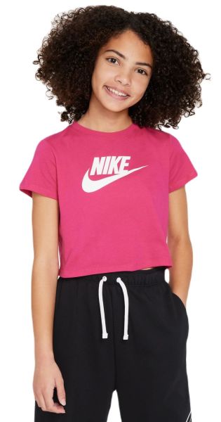 Lány póló Nike Sportswear Crop Futura Tee - fireberry/white