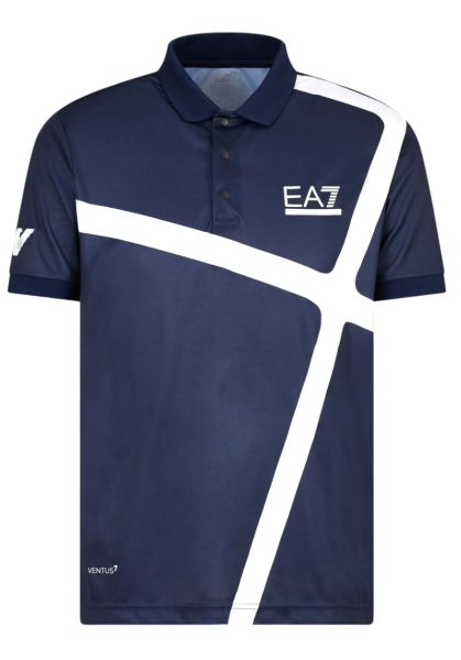 Polo da tennis da uomo EA7 Man Jersey Polo Shirt - navy blue