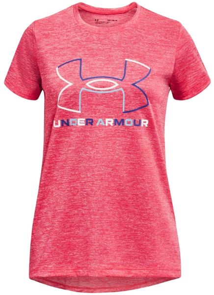 Koszulka dziewczęca Under Armour Girls' UA Tech Big Logo Twist Short Sleeve - pink shock/white