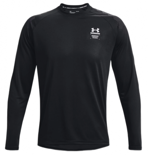 T-shirt de tennis pour hommes (manche longues) Under Armour Men's UA ArmourPrint Long Sleeve - black/halo gray