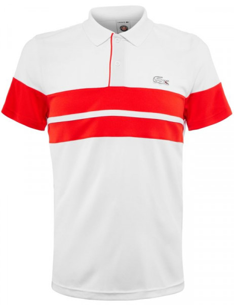  Lacoste Men's SPORT Roland Garros Edition Piqué Polo - white/red/white