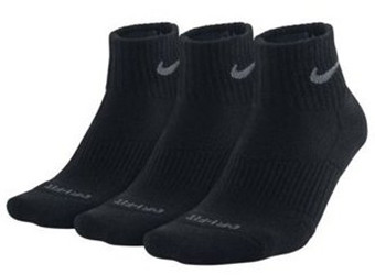  Nike Dri-Fit Cotton Cushioned Quarter - 3 pary/black