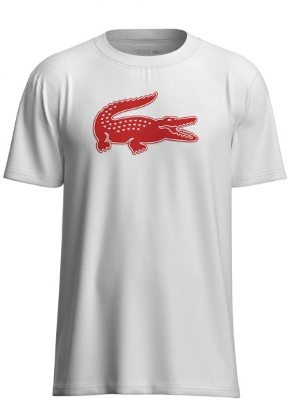  Lacoste SPORT 3D Print Crocodile Breathable Jersey T-shirt - white/red