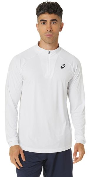 Férfi tenisz póló Asics Men Court 1/2 Zip Long Sleeve Top - brilliant white/brilliant white
