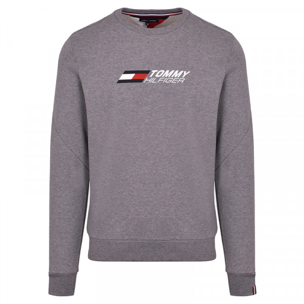 Herren Tennissweatshirt Tommy Hilfiger Essential Crew - medium grey heather