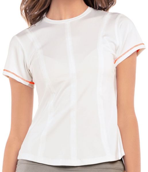 Damen T-Shirt Lucky in Love Animal Instinct Get It Stripe S/S - white