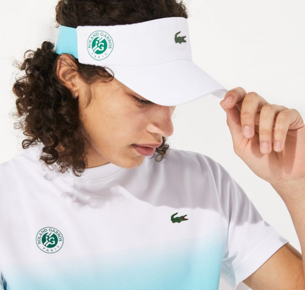  Lacoste Men's Roland-Garros Color Block Tennis Visor - white/turquoise