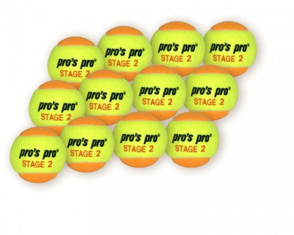 Juniorskie piłki tenisowe Pro's Pro Stage 2 yellow/orange 12B