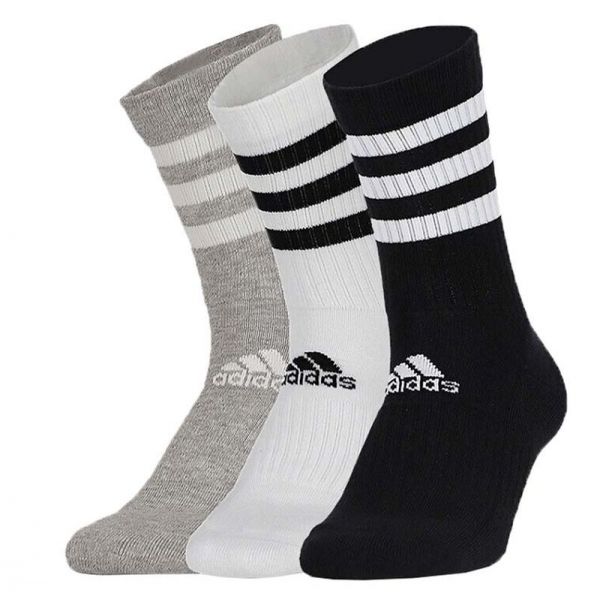 Teniso kojinės Adidas Cushioned Crew 3P - medium grey heather/white/black