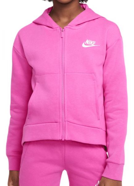 Mädchen Sweatshirt Nike Sportswear Club Fleece Full Zip Hoodie - active fuchsia/white