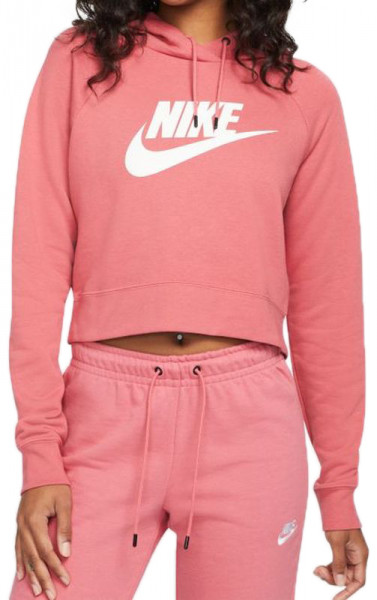 Ženski sportski pulover Nike Sportswear Essential Hoodie Fleece GX Crop W - archaeo pink/white