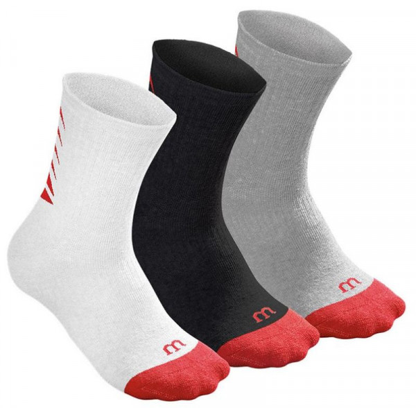 Teniso kojinės Wilson Youth Core Crew Sock 3P - white/black/grey/red