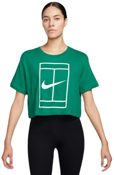Damski T-shirt Nike Court Dri-Fit Heritage Crop Top - malachite