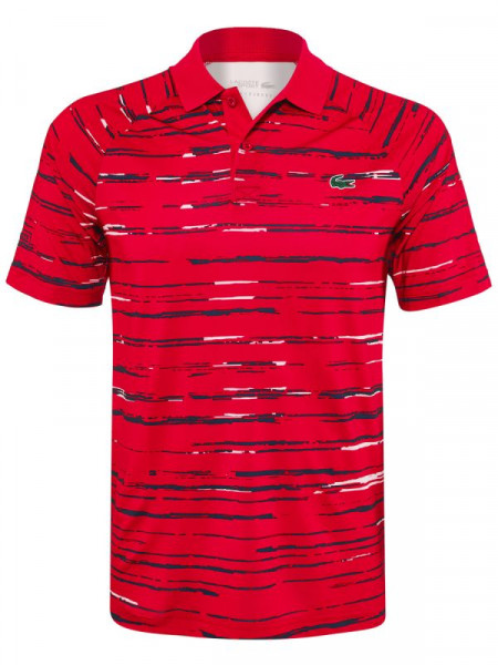  Lacoste Men's SPORT Novak Djokovic Striped Jersey Polo - red/navy blue/white