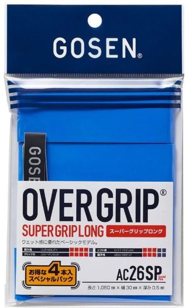 Owijki tenisowe Gosen Super Grip 4P - Niebieski