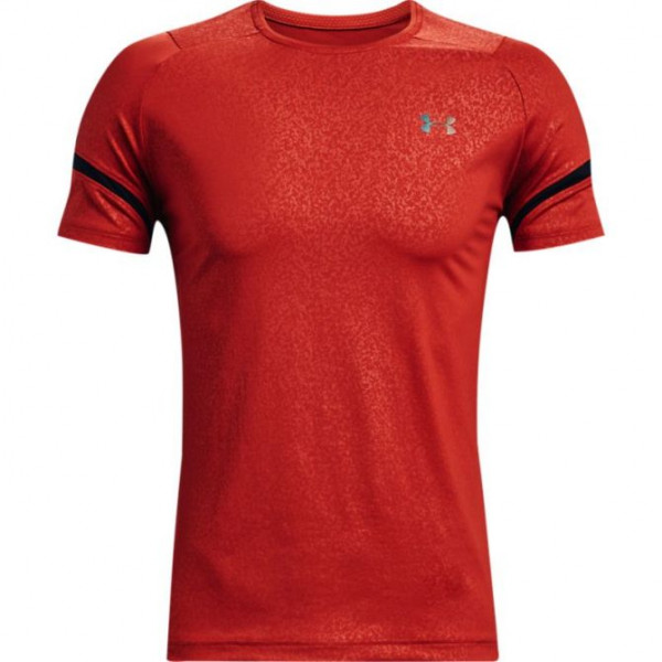 Męski T-Shirt Under Armour Men's UA RUSH HeatGear 2.0 Emboss Short Sleeve - radiant red/black
