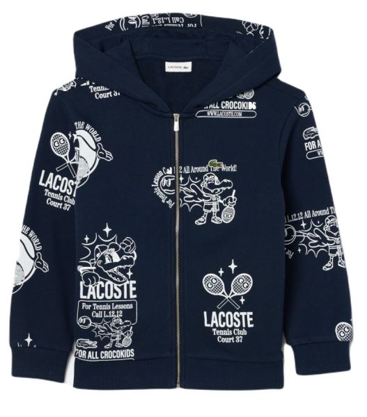 Dječački sportski pulover Lacoste Graphic Print Jogger Hoodie - navy blue/white