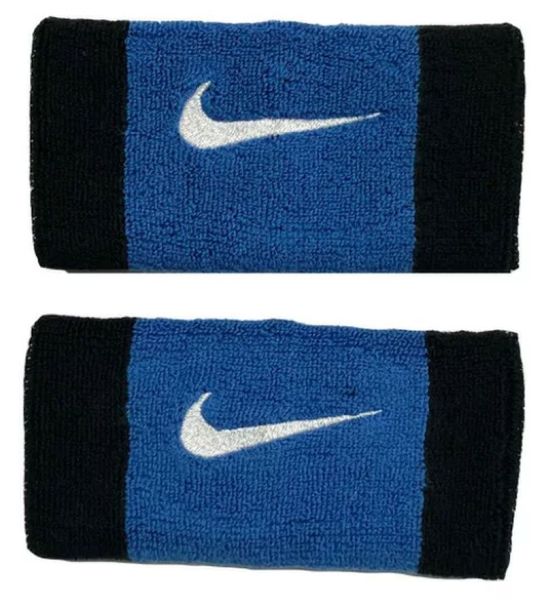 Handgelenk Frottee Nike Swoosh Double-Wide Wristbands - Blau, Schwarz, Weiß