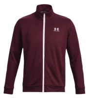 Herren Tennissweatshirt Under Armour Sportsyle Tricot Jacket - dark maroon/white