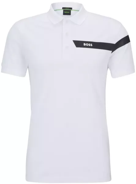 Férfi teniszpolo BOSS Slim-fit Paule Polo Shirt - white