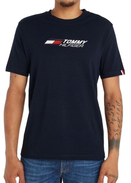 Teniso marškinėliai vyrams Tommy Hilfiger Essentials Big Logo Short Sleeve Tee - desert sky