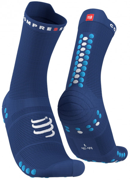 Skarpety tenisowe Compressport Pro Racing Socks v4.0 Run High 1P - sodalite/fluo blue