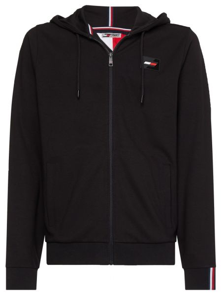 Herren Tennissweatshirt Tommy Hilfiger Logo Pack 1.1 Doubleknit FZ Hood - black