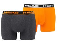 Męskie bokserki sportowe Head Men's Boxer 2P - grey/orange