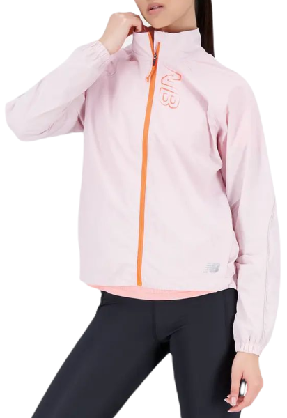 Damen Tennisjacke New Balance Printed Impact Run Light Pack Jacket - Rosa